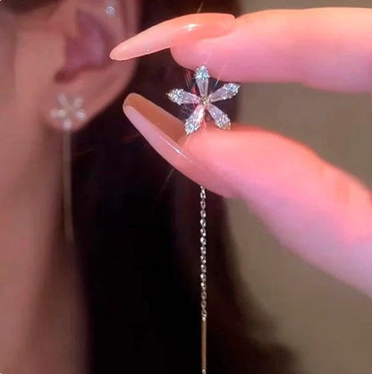 💖HET FÖRSÄLJNING 50% RABATT💖Glänsande diamantblomma örhänge Tassel