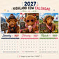 2027 Highlandko Väggkalender – Rolig A4 Kalender för Hemmet | Designad av Isabel Kline