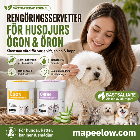 ✨ Överraskning – 50 % rabatt! 🐈🐕  Att hålla din fyrbenta vän ren är viktigt!  Naturliga växtbaserade rengöringsservetter för husdjurs ögon och öron