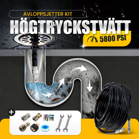 🚿 50% RABATT NU! 5800PSI avloppsrensningssats – extremt högtryck som spränger bort alla stopp – för igensatta avlopp, rör och hårt belägna blockeringar 💥🔧