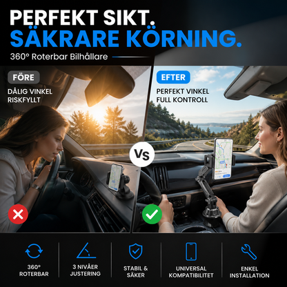 360° vridbar och justerbar kopphållare för bilen