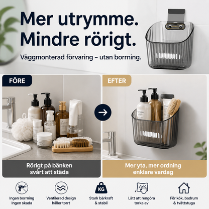 Väggmonterad förvaringskorg för kök och badrum