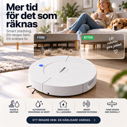 🤖 Smart dammsugnings- och moppningsrobot med automatisk mopprengöring