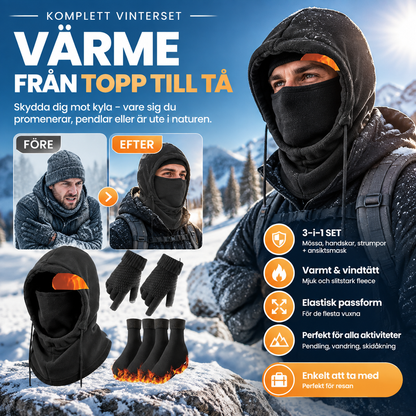 ❄️ 50 % RABATT! ⏰❄️Håll dig varm hela vintern! 3-delars set: mössa + handskar + strumpor + ansiktsmask✨