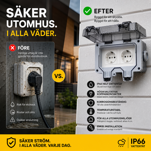 ⏳SISTA DAGEN AV REA – 50 % RABATT!🔥Vattentät uttagskontakt för utomhusbruk