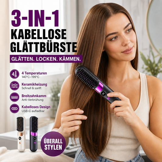 🔥 Idag -50%! Vakna med rufsigt hår? Den trådlösa 3-i-1 stylingkammen ger dig slätt och snyggt hår på nolltid ✨