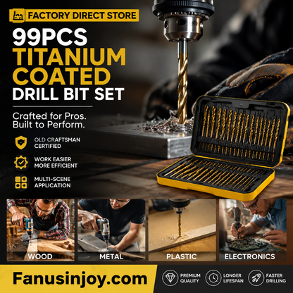 🔧 50 % RABATT NU! 🛠️ 99-pack titanborrset – HSS titanbelagd, snabbare borrning & omfattande storlekar – perfekt för trä, plast, metall och kretskort 📦