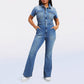 💥-Skinny Bootcut Denim Jumpsuit