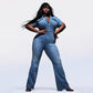 💥-Skinny Bootcut Denim Jumpsuit