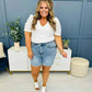 Kvinnors mitt stigande jean shorts