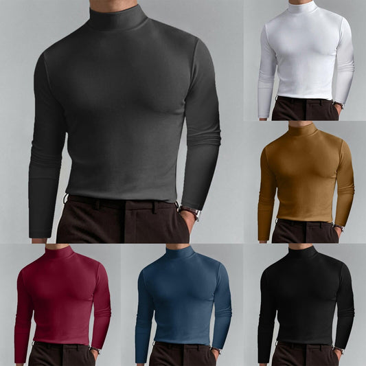 2025 Ny Långärmad T-shirt med hög hals Smal Fit för män