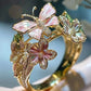 Exquisite Butterfly and Flower Justerbar ring