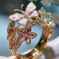 Exquisite Butterfly and Flower Justerbar ring
