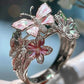 Exquisite Butterfly and Flower Justerbar ring