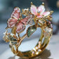 Exquisite Butterfly and Flower Justerbar ring