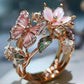 Exquisite Butterfly and Flower Justerbar ring