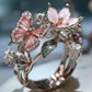 Exquisite Butterfly and Flower Justerbar ring