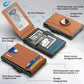 🔥Pop Up Aluminiumfodral Pengar Clip Slim Läder Slots Kreditkortsinnehavare RFID Blockering Bifold Minimalistisk Plånbok
