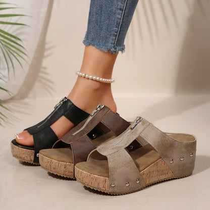 🔥2025 Ny 50% rabatt Hot Sale🔥 sandaler med öppen tå och kil i mode