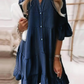 Sommerkleid mit Rüschenbesatz und V-Ausschnitt – Leichter Denim-Look