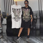 💗Sommarspecialerbjudanden ✨🐆 T-shirtklänning med överdimensionerade paljetter och leopardtryck för kvinnor