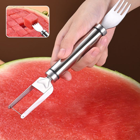 2-in-1 Stainless Steel Watermelon Cutting Knife and Fork
