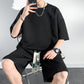 Herrstridig kortärmad T-shirt och shorts i stor storlek