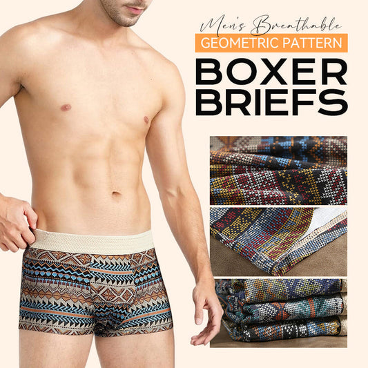 Andningsbara boxershorts för män med geometriskt mönster (köp 1 få 2 gratis)