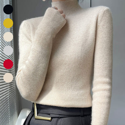 Halvhög stickad tröja med foder