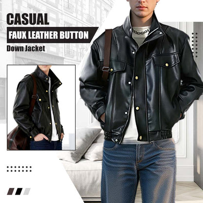 Casual jacka i konstläder med knappar