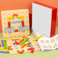 🧩50% RABATT NU!✨Montessoripussel🎁Trägeometriska Former med Mönsterkort för Tidigt Lärande & Kreativ Utveckling🎄