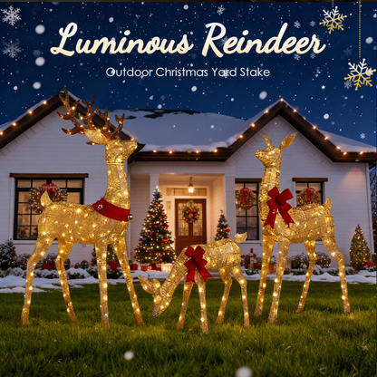 Lysande ren utomhus julstake för trädgården