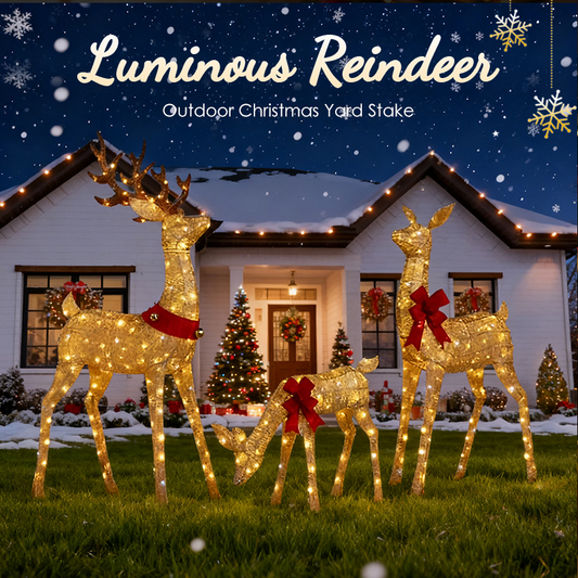 Lysande ren utomhus julstake för trädgården