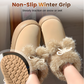Varma, fluffiga slip-on-skor med pompom för damer