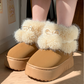 Varma, fluffiga slip-on-skor med pompom för damer