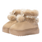 Varma, fluffiga slip-on-skor med pompom för damer
