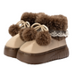 Varma, fluffiga slip-on-skor med pompom för damer