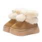 Varma, fluffiga slip-on-skor med pompom för damer