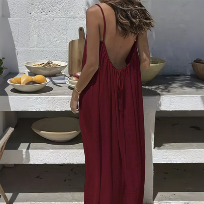 👗 Exklusiv Rea -50%! 🌸 Rygglös Maxiklänning för Damer – Perfekt för Daglig & Fest 🌊 | Justerbar, Lös & Mångsidig ✨