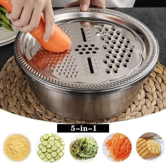 🥣 50% RABATT NU! Multifunktionell behållare i rostfritt stål från Tyskland – 3‑delat set – perfekt för siktning, rivning & förvaring – livsmedelsklassat 201 rostfritt stål 🍽️✨