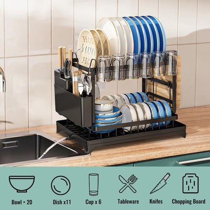 🔥 50% RABATT! Tvåvåningsdiskställ – med uppsamlingsskål, platsbesparande & perfekt för familjekök 🍽️✨