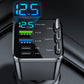 🔋 50% RABATT NU! 🚗 Snabbladdning 7-i-1 Utdragbar Snabbladdare för bil med spänningsdisplay – USB-C för Android & Lightning för Apple