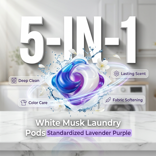 ⏰🔥Begränsad tid 50% rabatt! ✨ 5-i-1 White Musk tvättmedelskapslar – 80 kapslar, fräsch och kraftfull rengöring💧🧺