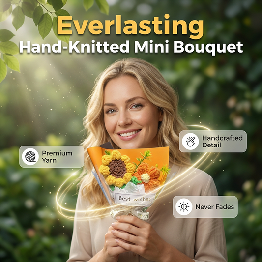 Charmig handstickad miniblombukett
