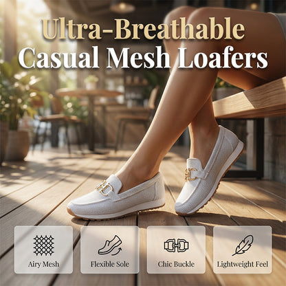 Damloafers i mesh med metallspänne, avslappnade