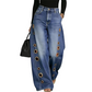 Dammjeans med vida ben och ringdetaljer