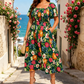 🔥Sista dagen: 57 % rabatt!⏰🌸👗 Blommig klänning med volanger, fyrkantig halsringning och fickor🏖️