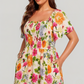 🔥Sista dagen: 57 % rabatt!⏰🌸👗 Blommig klänning med volanger, fyrkantig halsringning och fickor🏖️