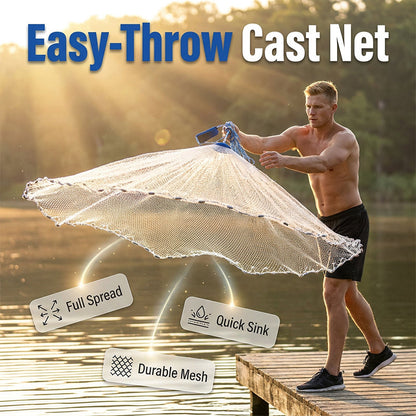 🎣 50% RABATT NU!✨ Easy-Throw Kastnät – Kraftigt Nät, Snabb Sänkning & Bekvämt Grepp – Fiske Essential 🌊