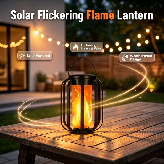 📢📢50% REA!! ⏰ Soldriven Flimrande Flamlykta – Vattentät & automatisk tändning – Realistiskt varmt sken, perfekt för uteplats, trädgård eller gångar – ingen kabeldragning behövs 🌙
